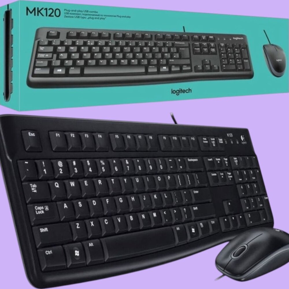 Logitech MK120 keyboard and mouse combo in black. NIB